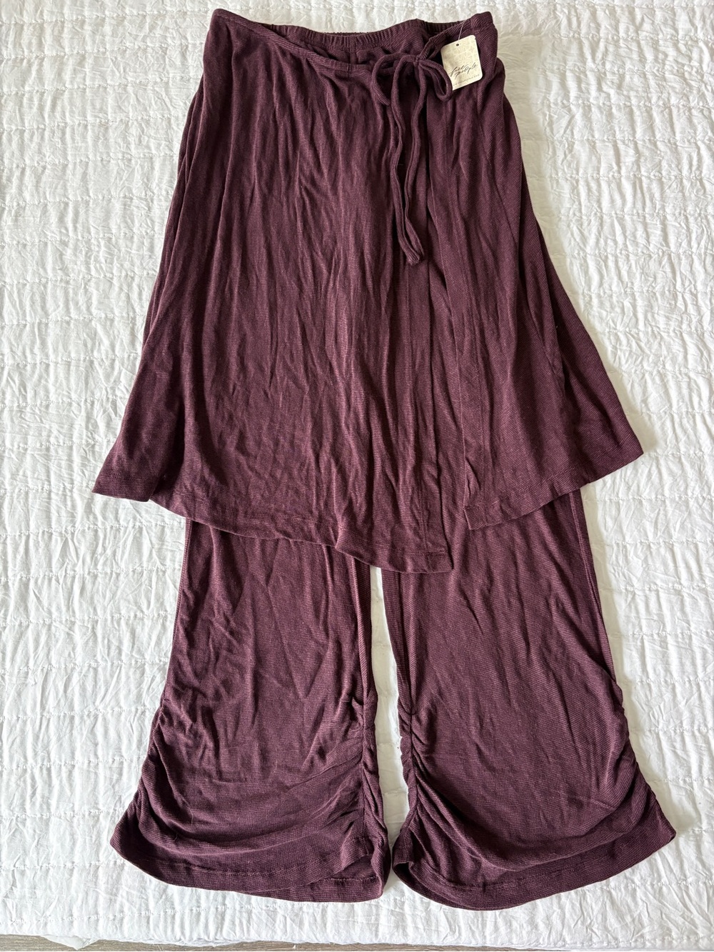 Free People Wide-Leg Wrap Pants - Plum